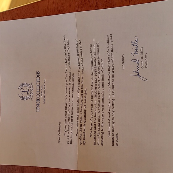 Vintage 1983 Lenox Fine China Mother’s Day Swan Vase Limited Edition 24kt Gold - Picture 7 of 12